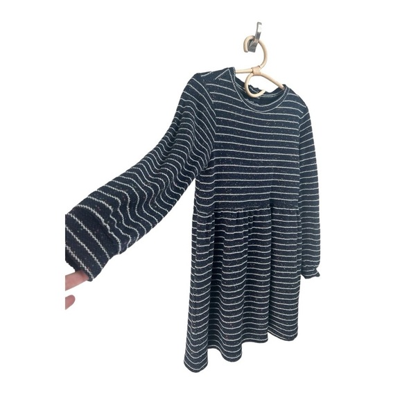 LOFT Striped Button Back Swing Dress in Navy Multi Color Specks & Metallic - Picture 13 of 15